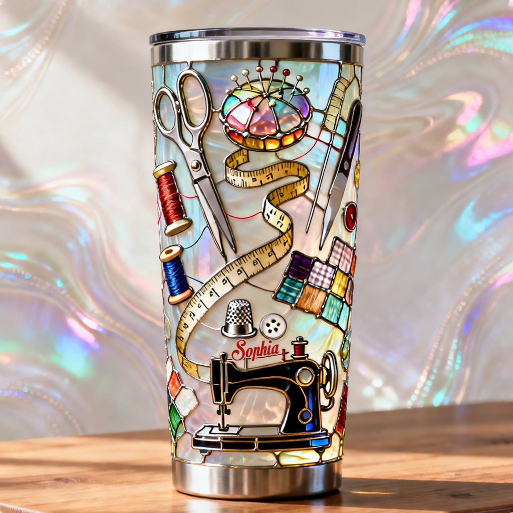 Gobelet isotherme personnalisé « J’adore coudre »