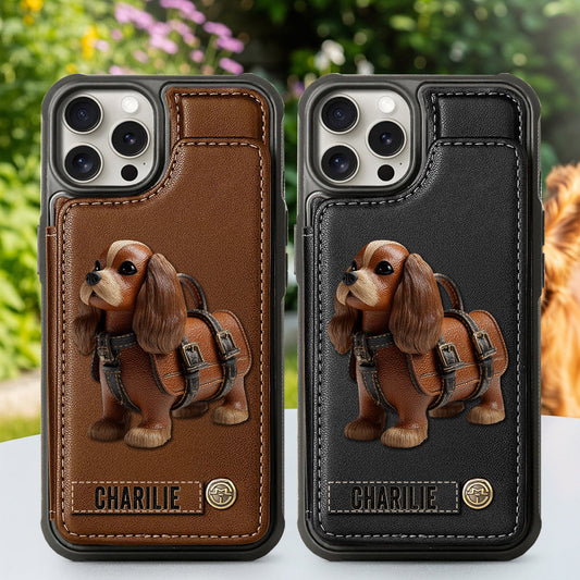 Étui portefeuille personnalisé pour téléphone avec un adorable Cavalier King Charles Spaniel