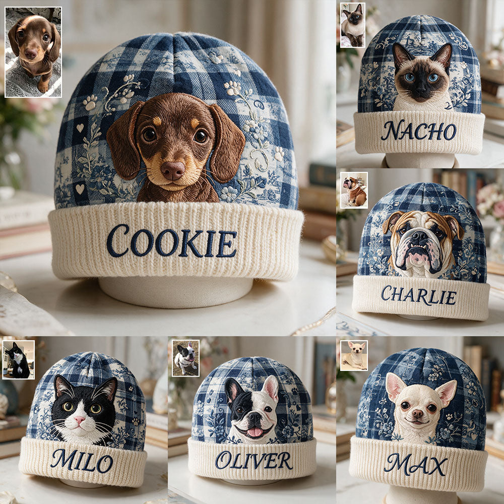 Chapeau Beanie Personnalisé Toile De Jouy pour Chien