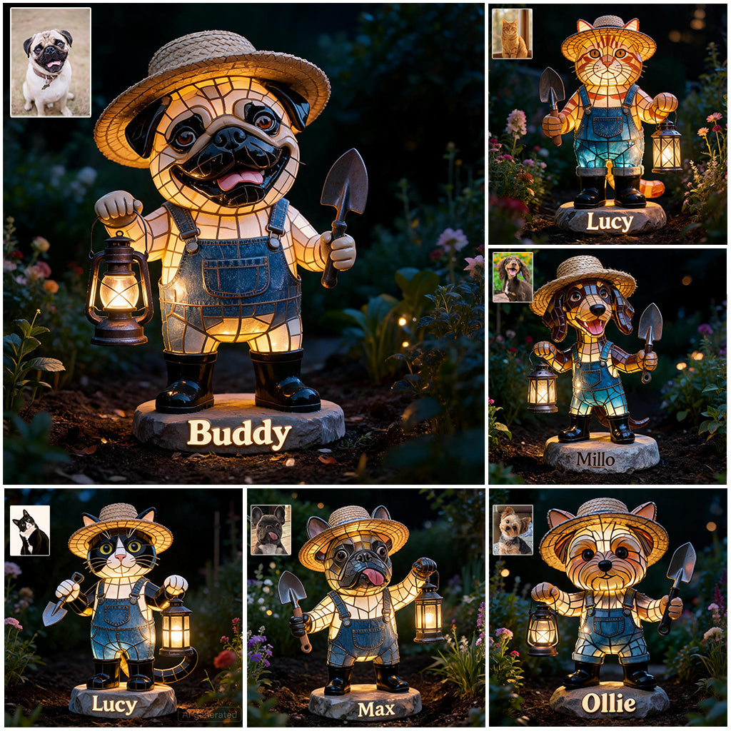 Décoration de jardin photo personnalisée - Lampe solaire acrylique pour chien