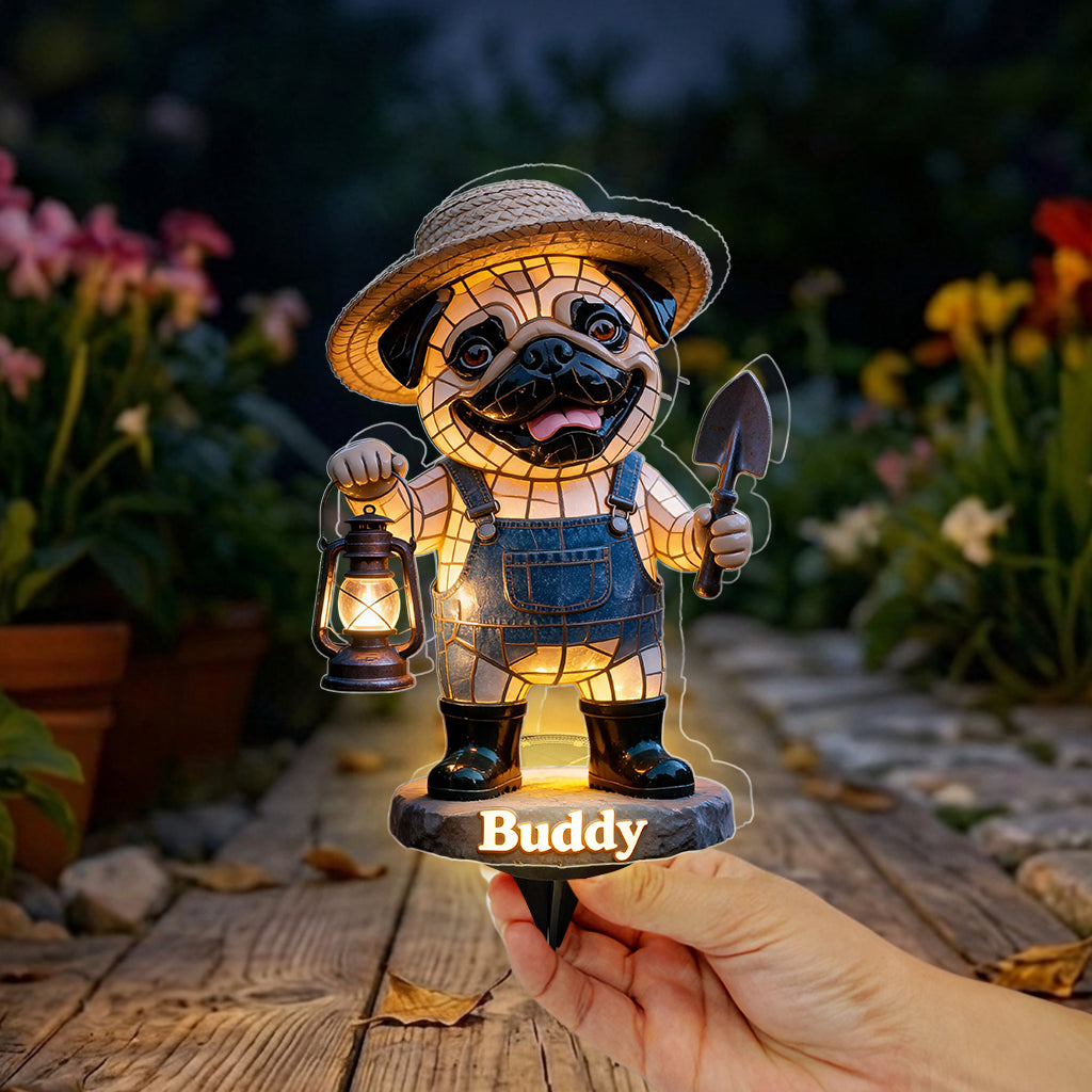Décoration de jardin photo personnalisée - Lampe solaire acrylique pour chien