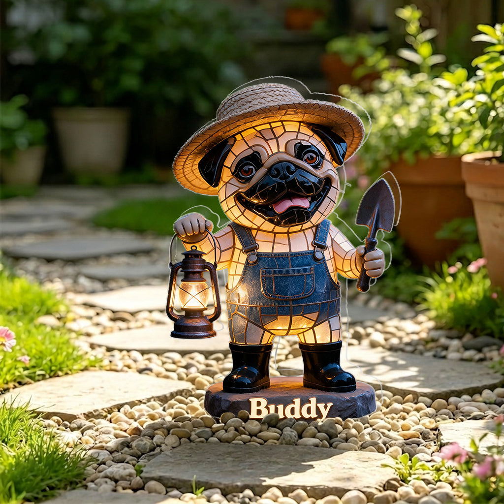 Décoration de jardin photo personnalisée - Lampe solaire acrylique pour chien