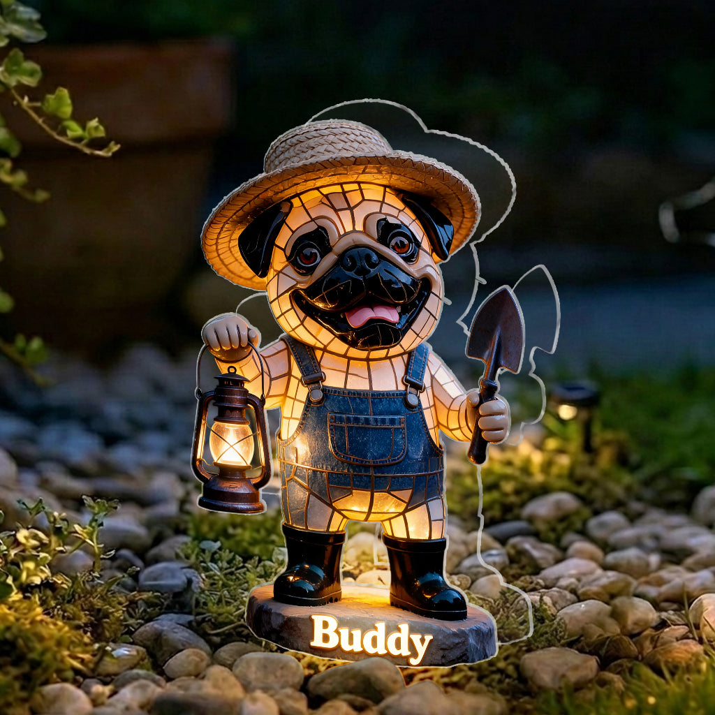 Décoration de jardin photo personnalisée - Lampe solaire acrylique pour chien