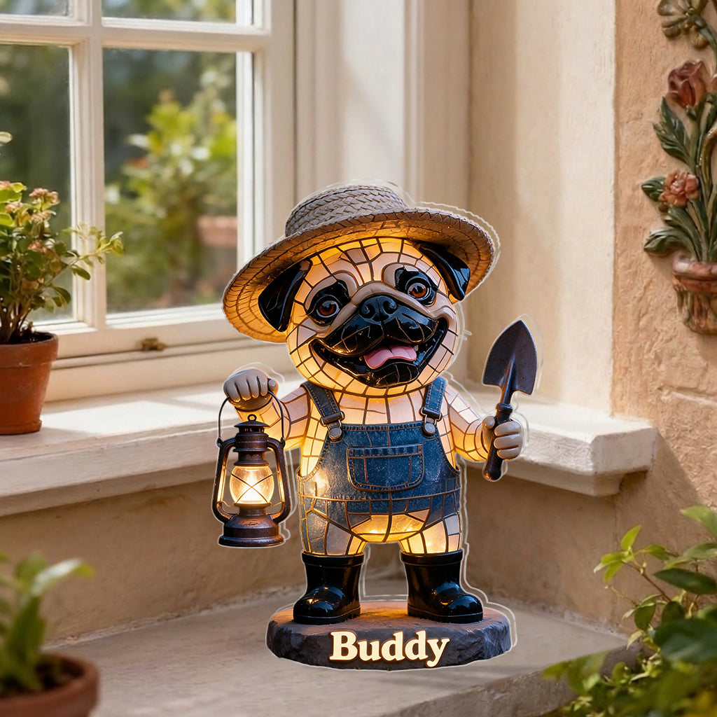 Décoration de jardin photo personnalisée - Lampe solaire acrylique pour chien