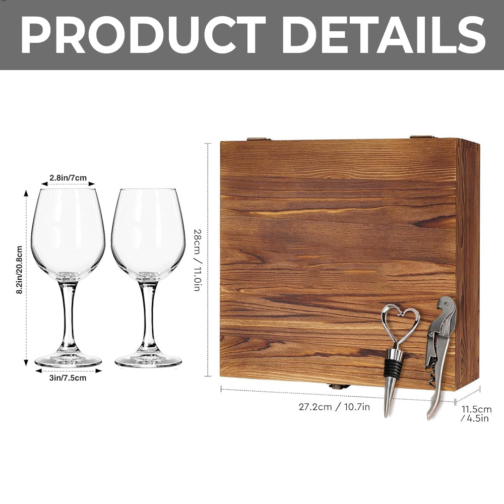 Toi et moi, on gère ! - Coffret de verres à vin personnalisés pour couple avec boîte en bois