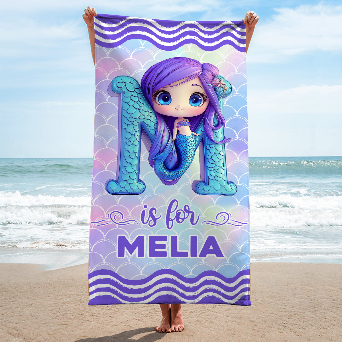 Mermaid Custom Alphabet - Personalized Kid Quick-dry Beach Towel/ Bath Towel