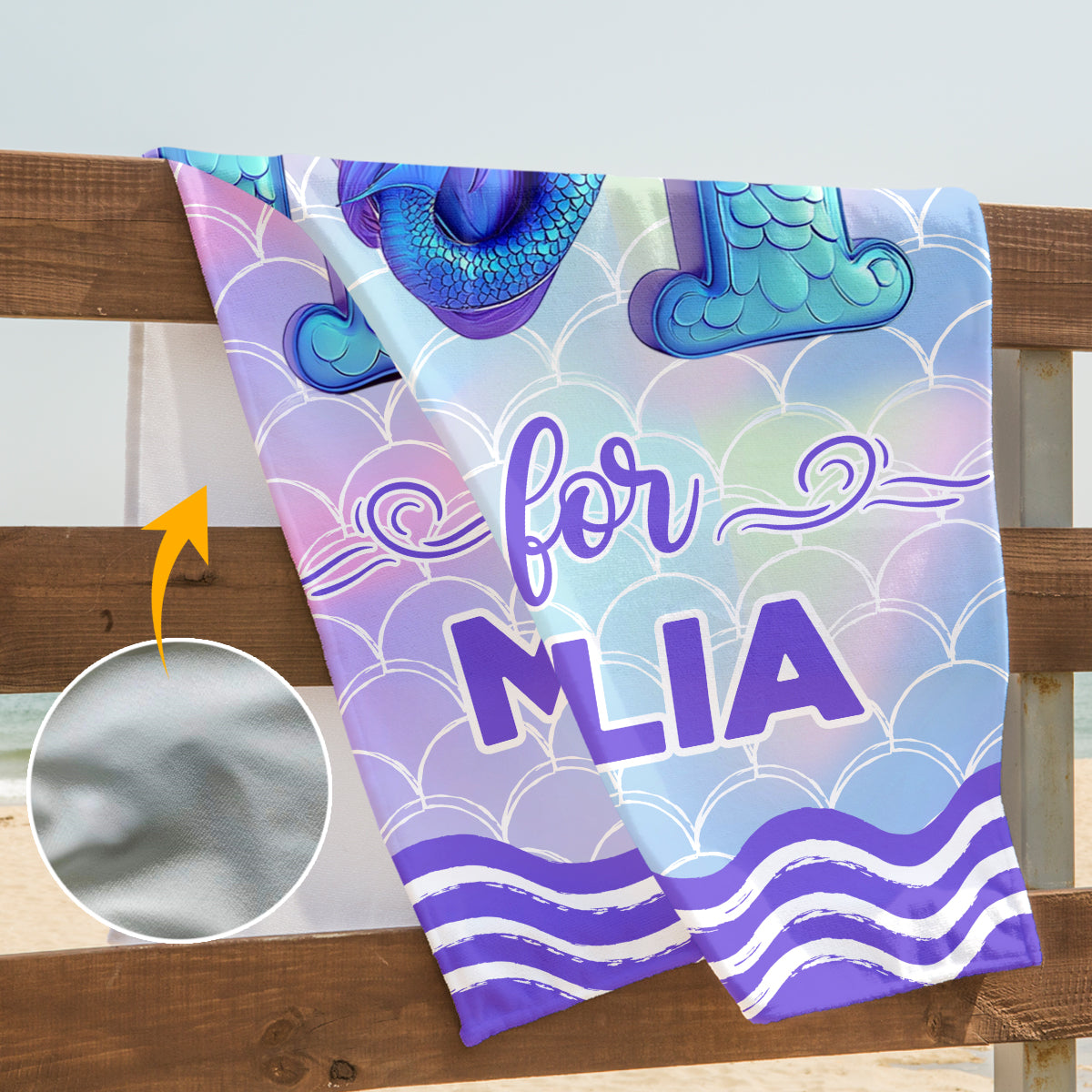 Mermaid Custom Alphabet - Personalized Kid Quick-dry Beach Towel/ Bath Towel