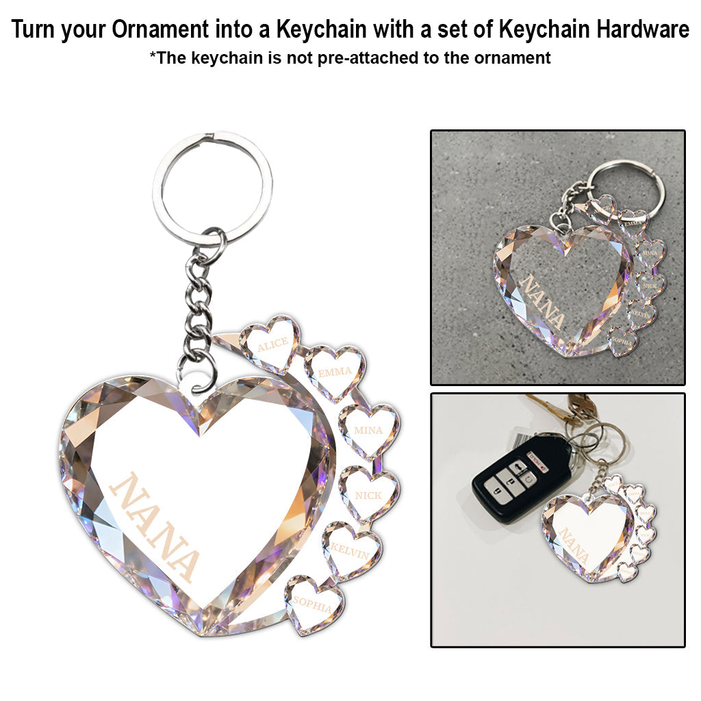 Sparkling Hearts - Personalized Family Transparent Ornament