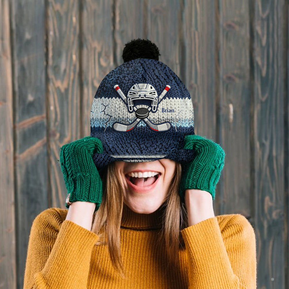 Le hockey sur glace me rend heureux - Bonnet de hockey personnalisé