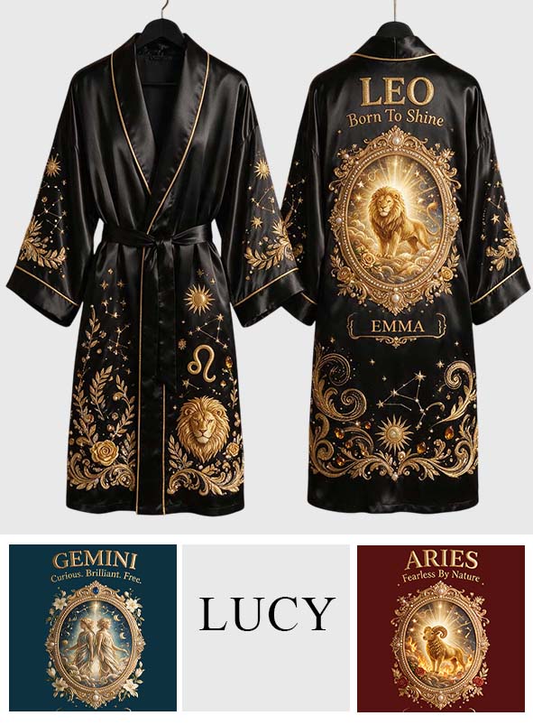 Zodiac Sign Luxury Rope - Personalized Horoscope Satin Robe