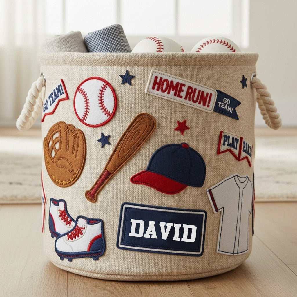 J'adore le baseball - Panier de rangement personnalisé pour balles de baseball