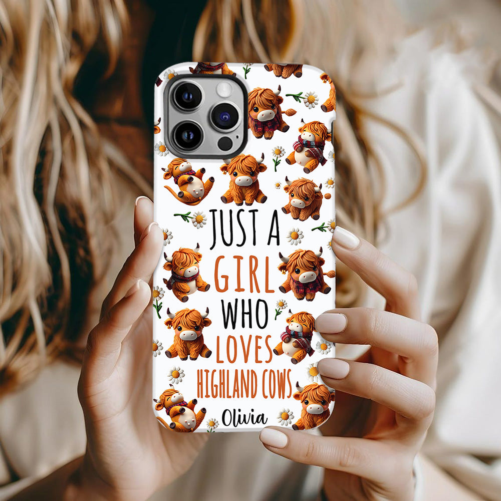 Just A Girl Who Loves Highland Cows - Personalized Highland Cow Full Print Phone Case