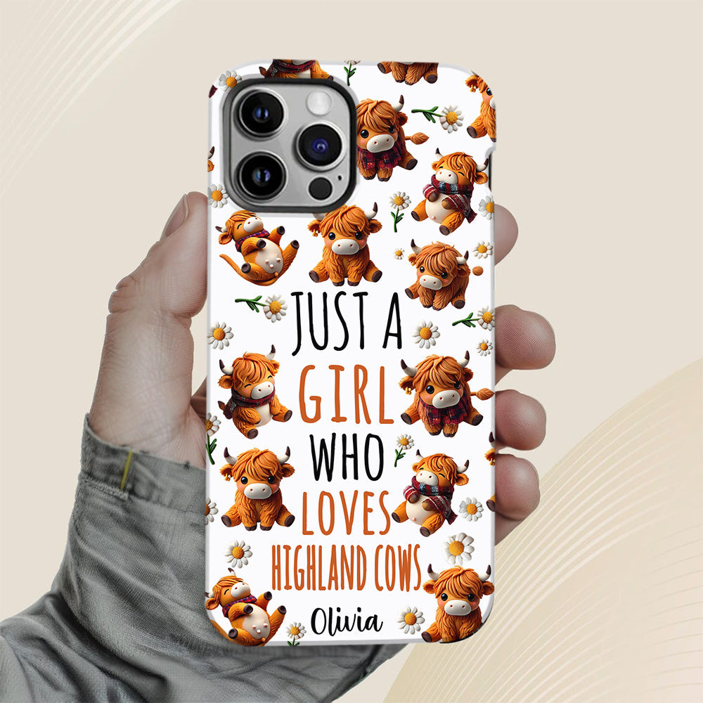 Just A Girl Who Loves Highland Cows - Personalized Highland Cow Full Print Phone Case