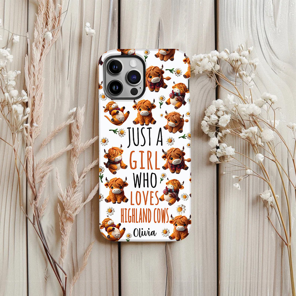 Just A Girl Who Loves Highland Cows - Personalized Highland Cow Full Print Phone Case