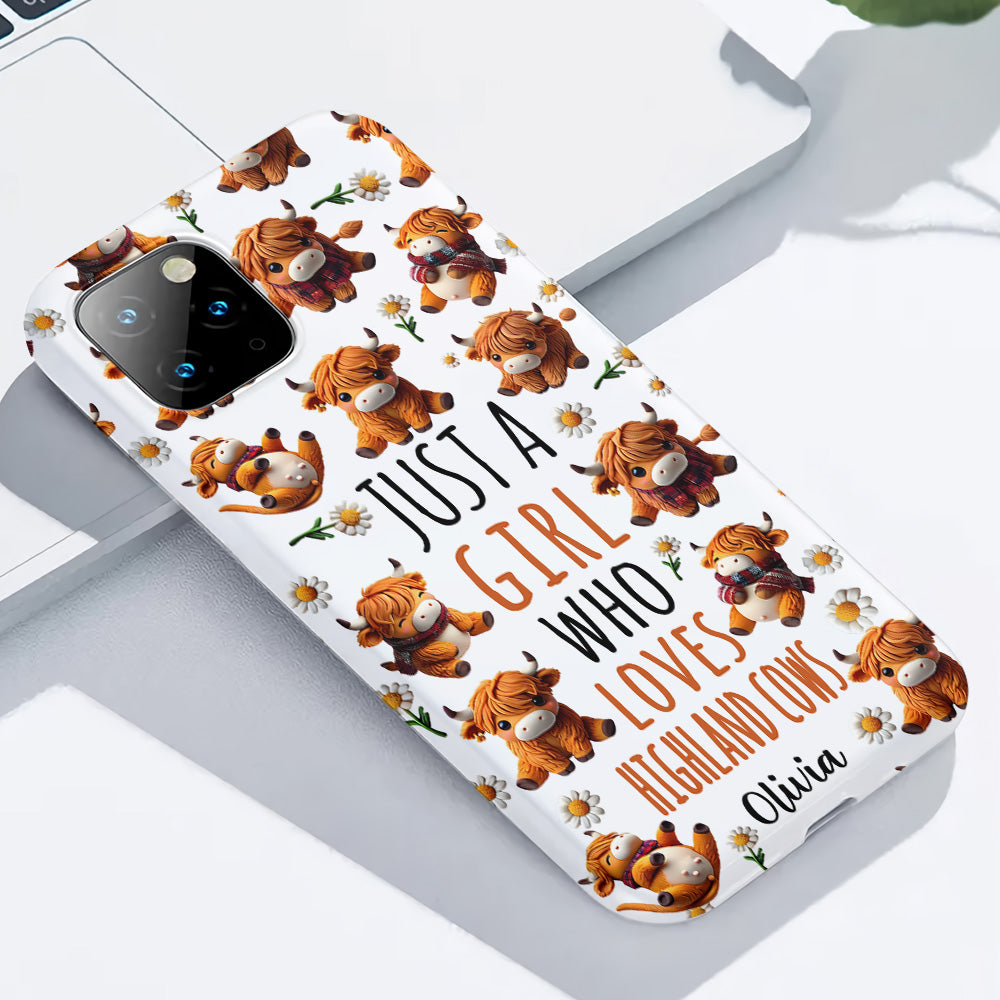 Just A Girl Who Loves Highland Cows - Personalized Highland Cow Full Print Phone Case