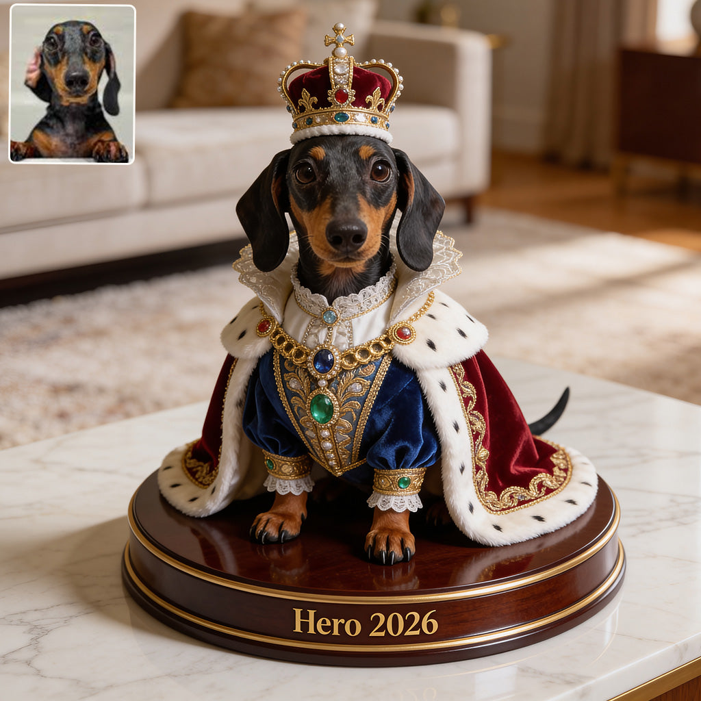 Personnalisé à partir de photos, style royal, cadeau pour amoureux des animaux - Plaque acrylique personnalisée en forme de chien
