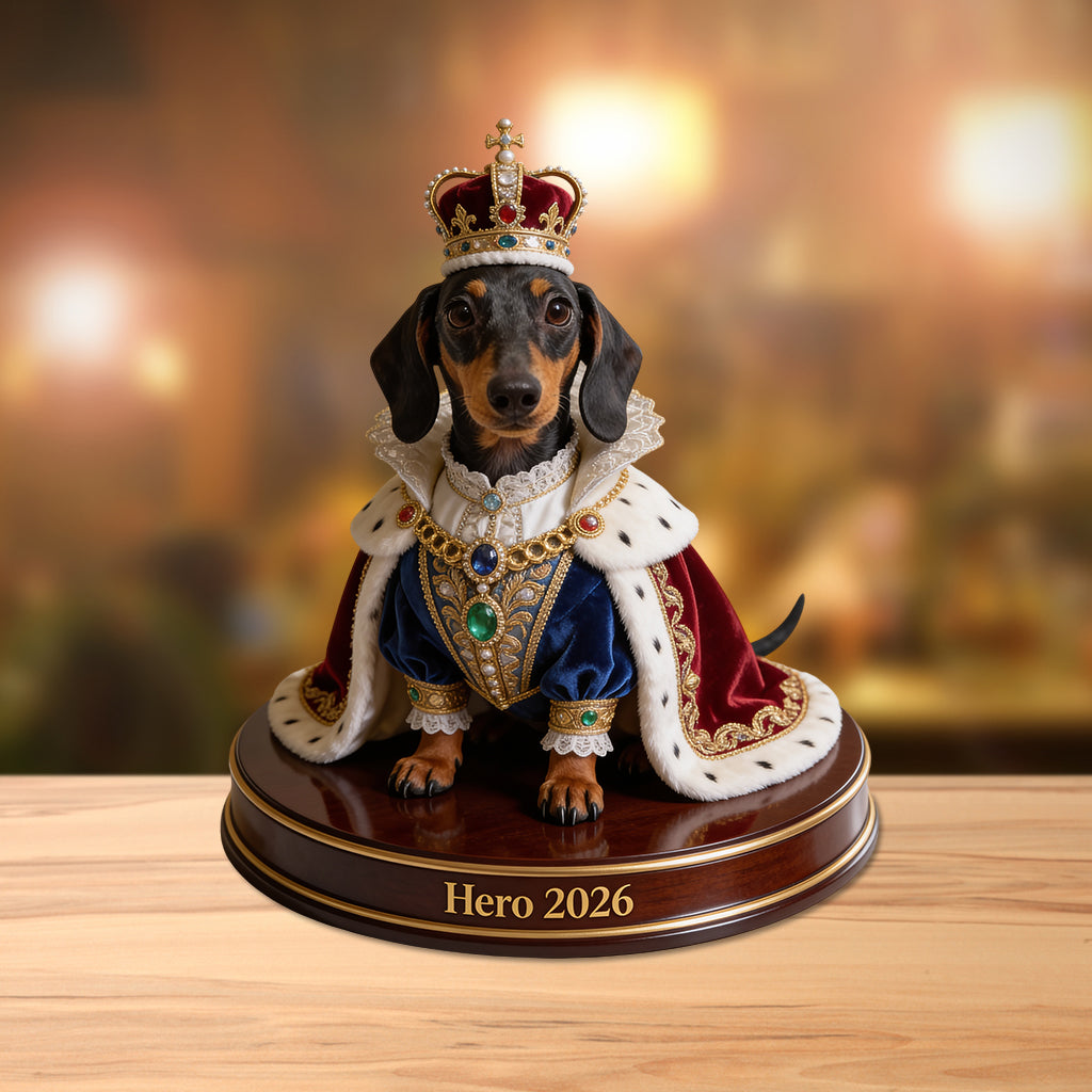 Personnalisé à partir de photos, style royal, cadeau pour amoureux des animaux - Plaque acrylique personnalisée en forme de chien