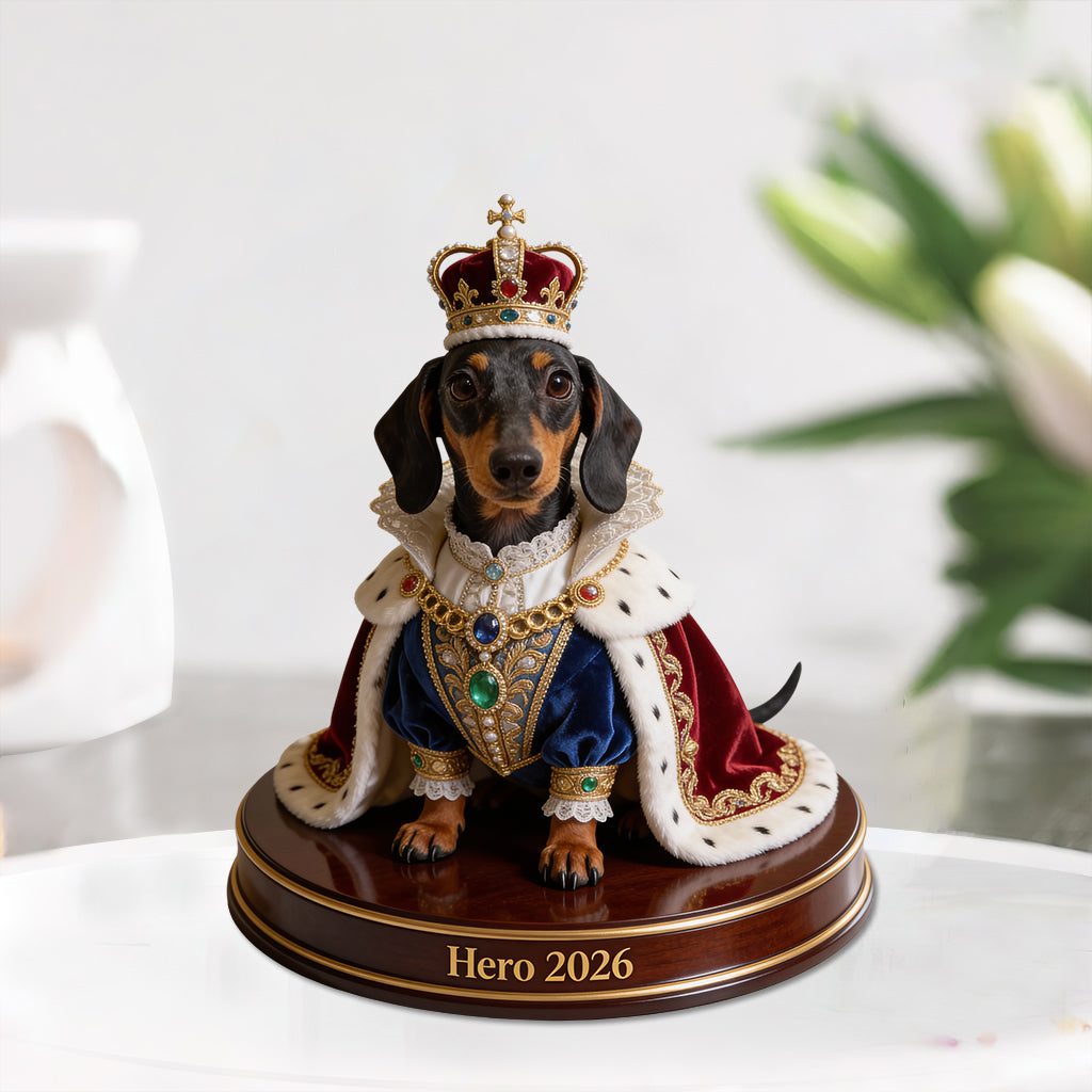 Personnalisé à partir de photos, style royal, cadeau pour amoureux des animaux - Plaque acrylique personnalisée en forme de chien
