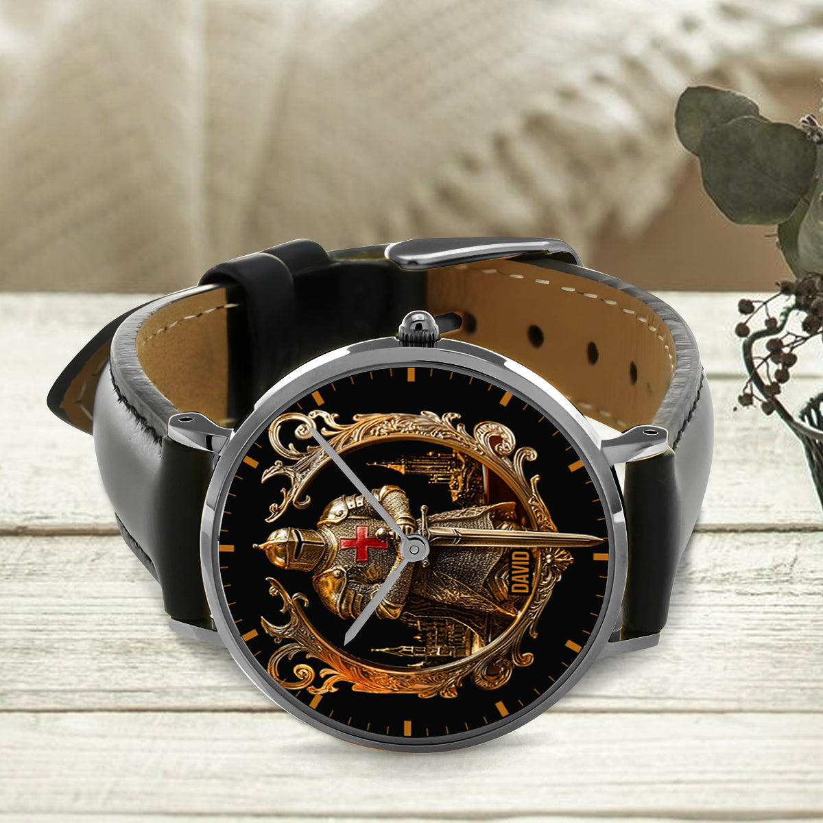 Montre-bracelet chrétienne personnalisée Chevalier de Dieu