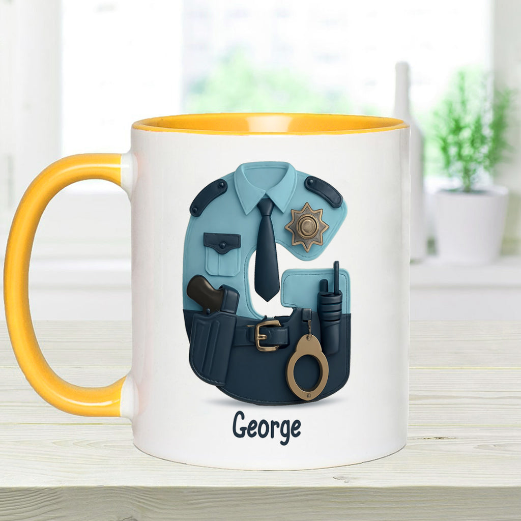 Police Custom Alphabet, Custom Initial - Personalized Police Officer Accent Mug