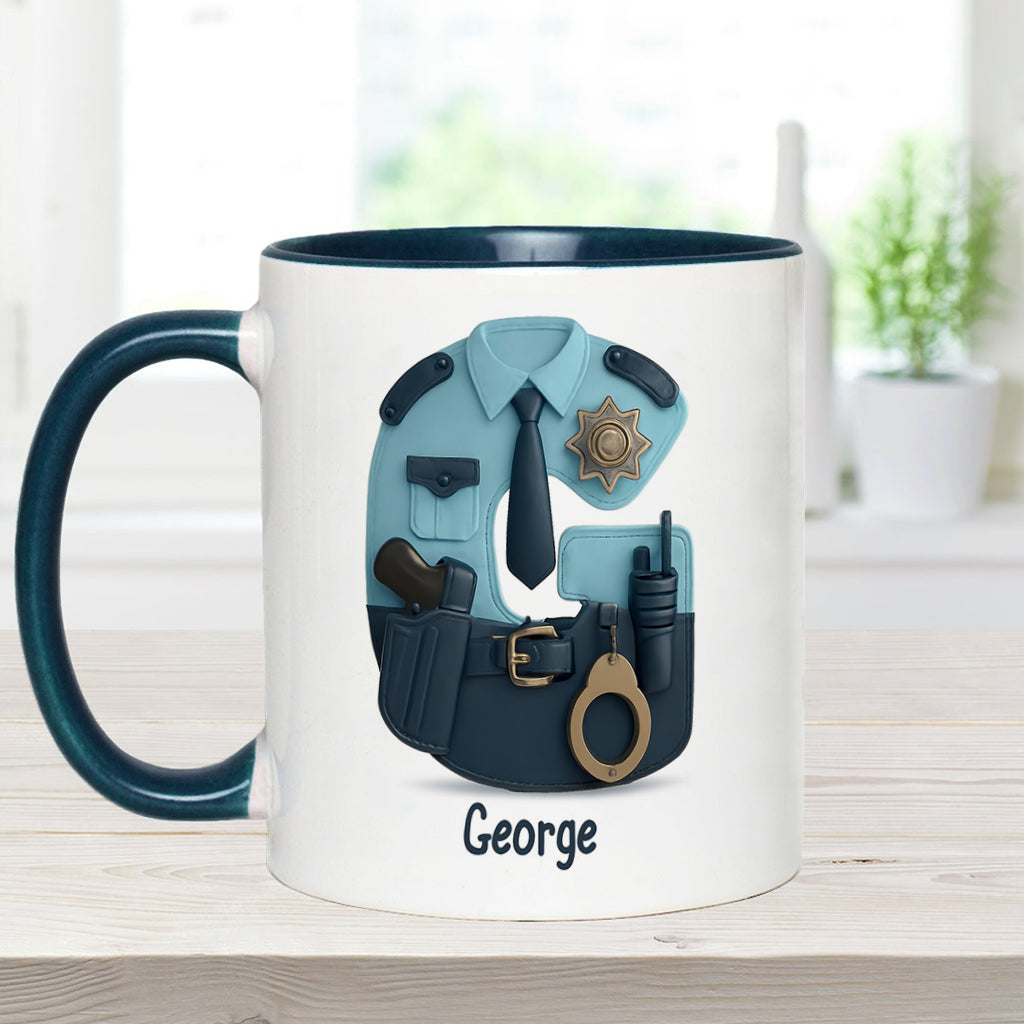 Police Custom Alphabet, Custom Initial - Personalized Police Officer Accent Mug
