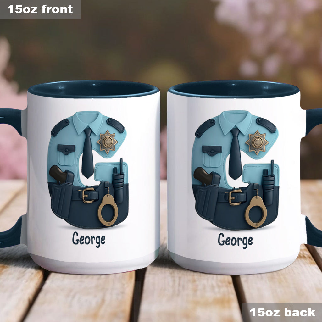 Police Custom Alphabet, Custom Initial - Personalized Police Officer Accent Mug