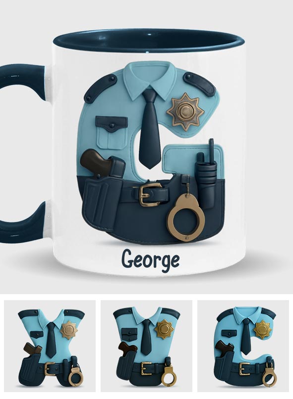 Police Custom Alphabet, Custom Initial - Personalized Police Officer Accent Mug
