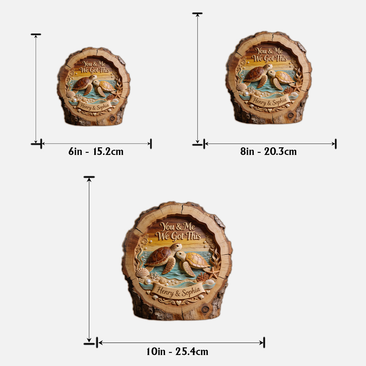 Vous & Moi, Nous avons ça - Plaque en bois personnalisée en forme de tortue à 2 couches