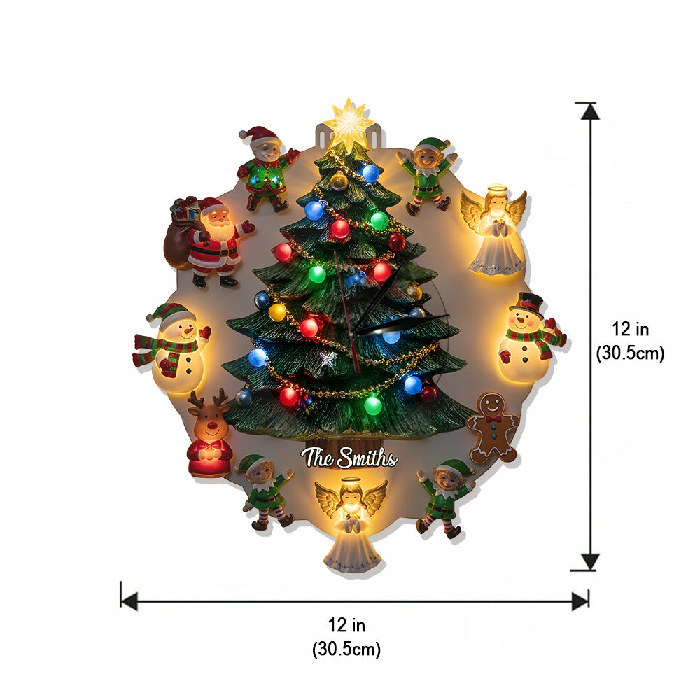 Horloge murale lumineuse LED personnalisée sur le thème de Noël - Famille