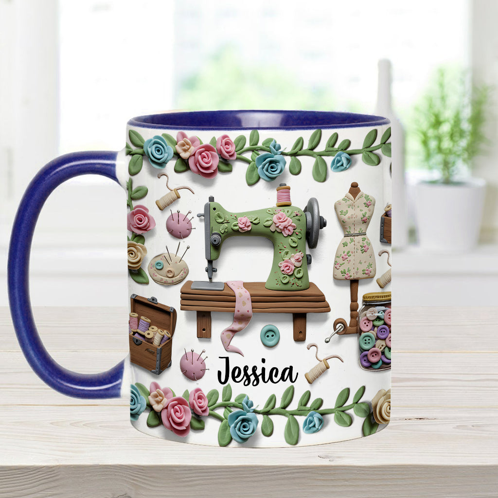 Just A Girl Who Loves Sewing - Personalized Sewing Accent Mug