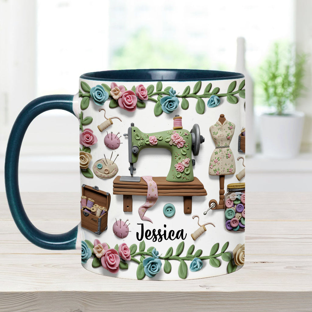 Just A Girl Who Loves Sewing - Personalized Sewing Accent Mug