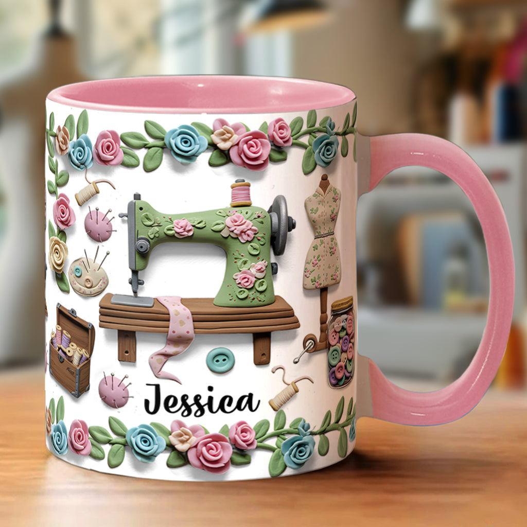 Just A Girl Who Loves Sewing - Personalized Sewing Accent Mug