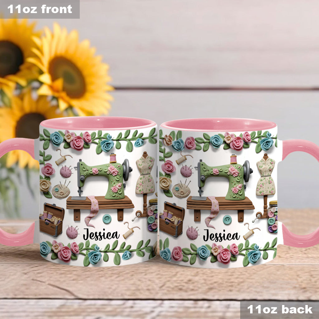 Just A Girl Who Loves Sewing - Personalized Sewing Accent Mug