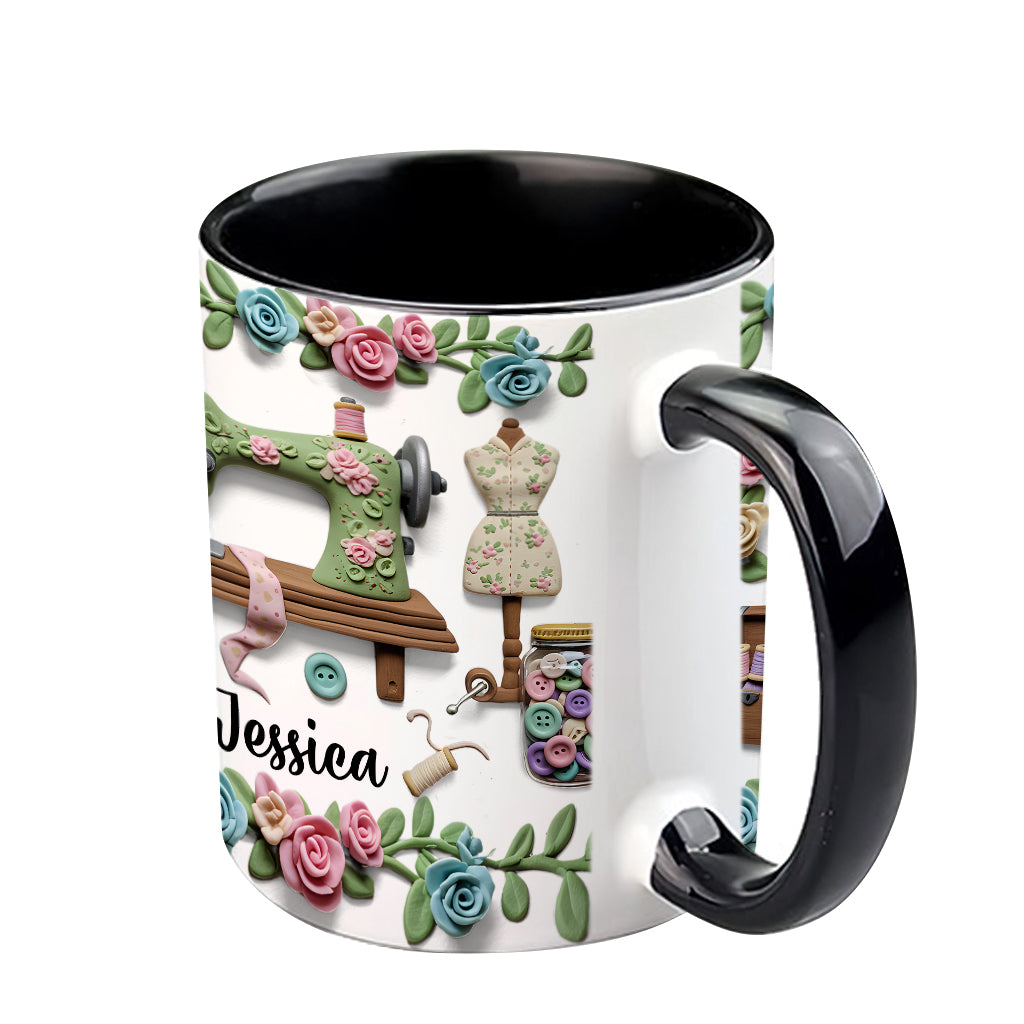Just A Girl Who Loves Sewing - Personalized Sewing Accent Mug