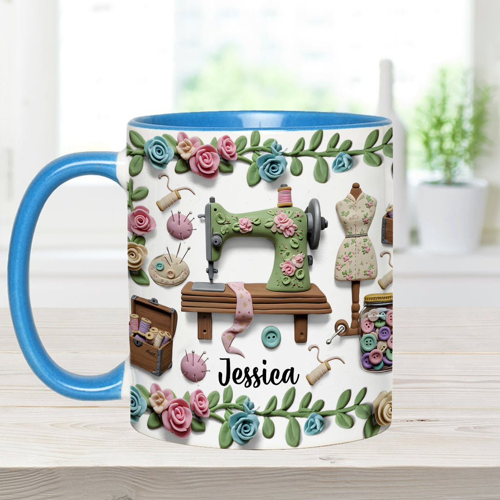 Just A Girl Who Loves Sewing - Personalized Sewing Accent Mug