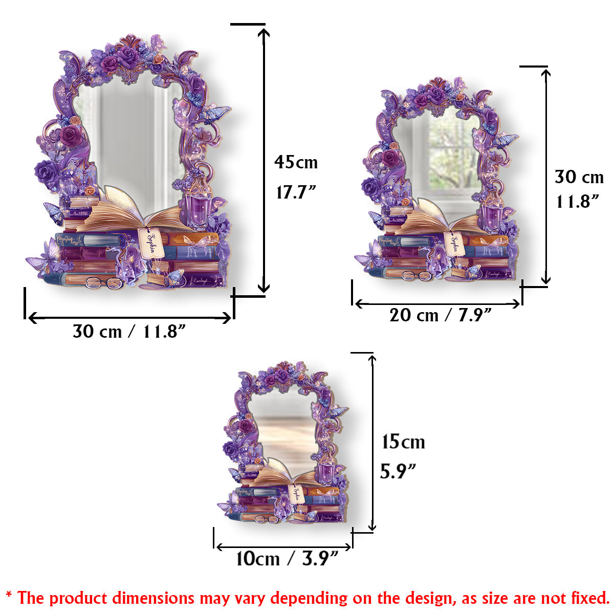 Passionné de lecture - Miroir mural personnalisé en forme de livre