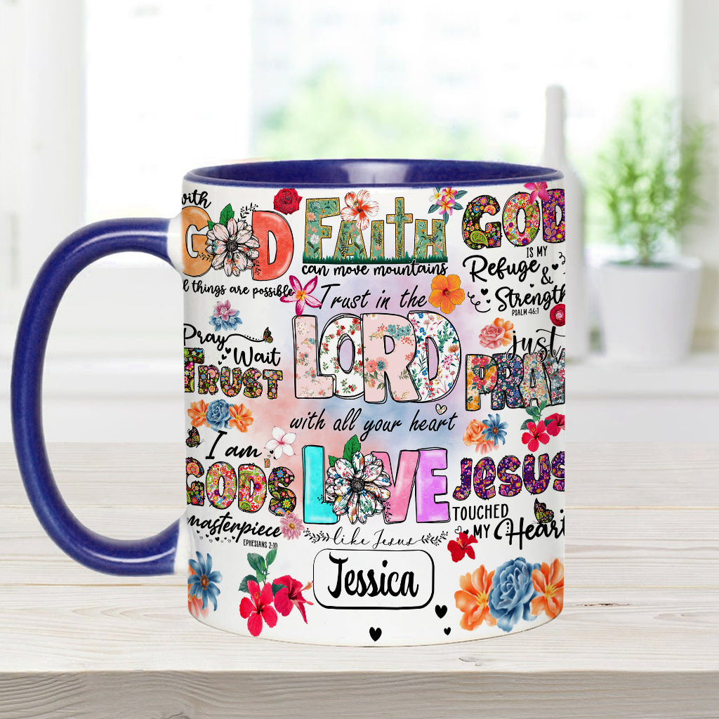Priez, attendez, ayez confiance - Mug chrétien personnalisé