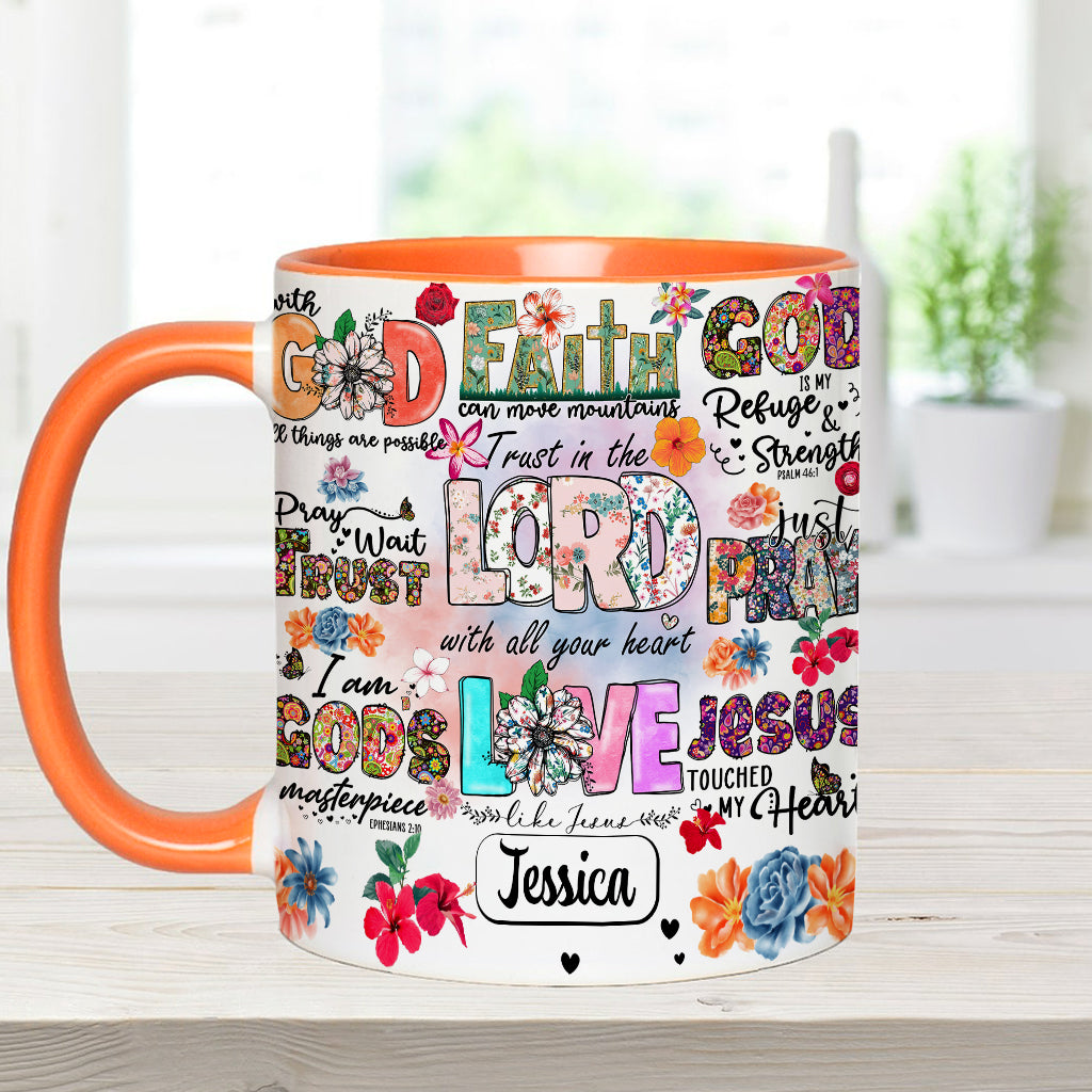 Priez, attendez, ayez confiance - Mug chrétien personnalisé