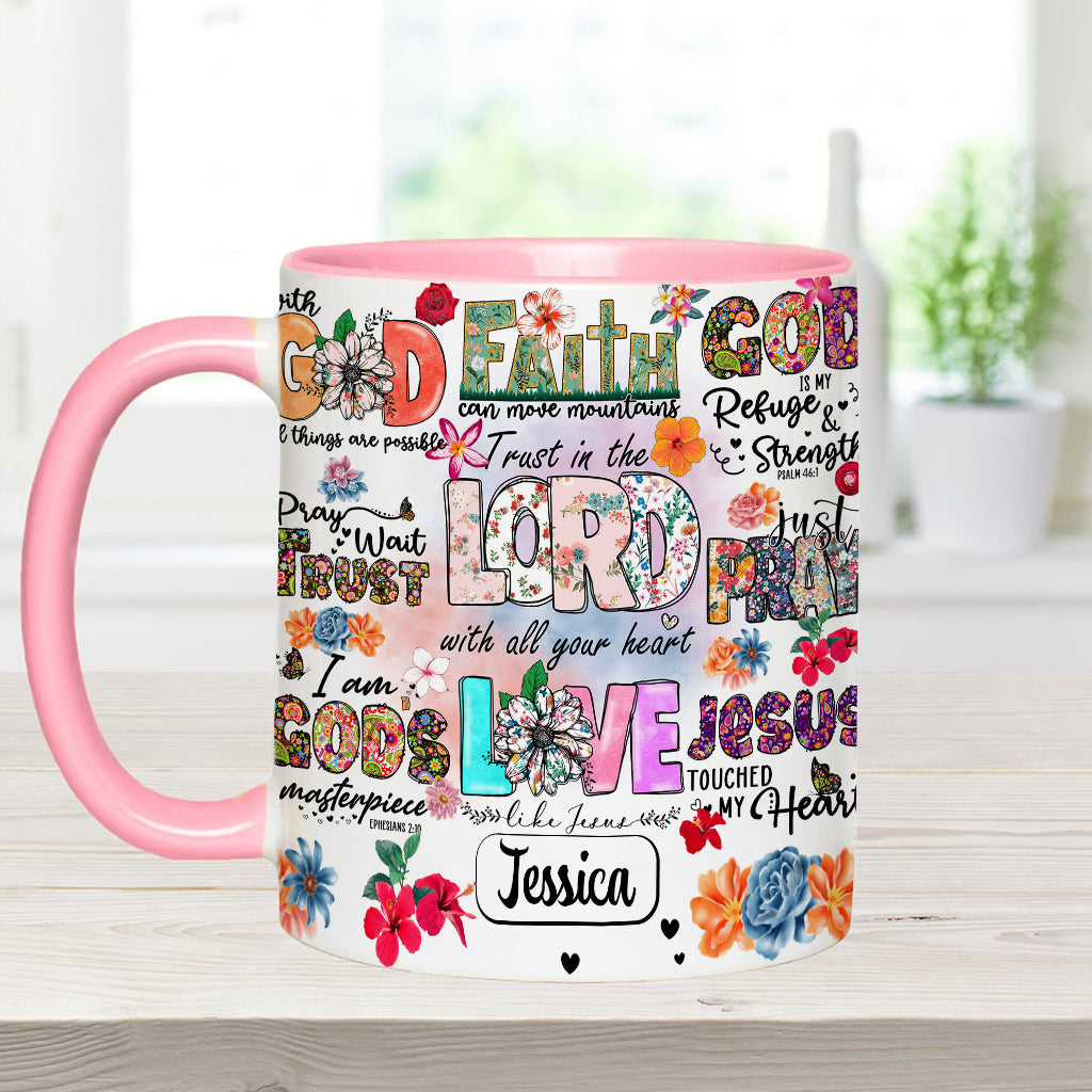 Priez, attendez, ayez confiance - Mug chrétien personnalisé