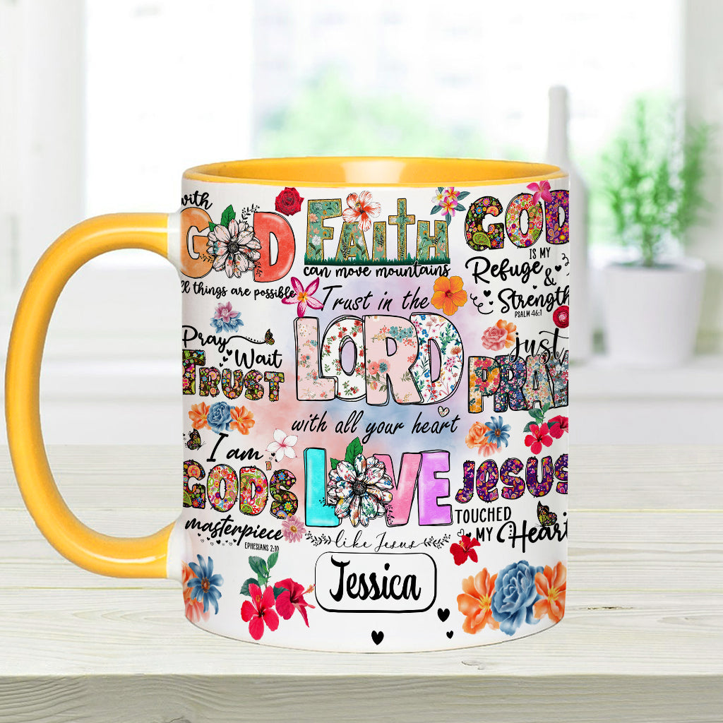 Priez, attendez, ayez confiance - Mug chrétien personnalisé