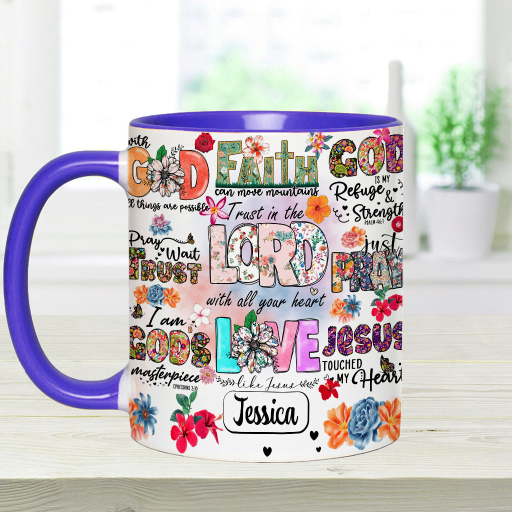 Priez, attendez, ayez confiance - Mug chrétien personnalisé