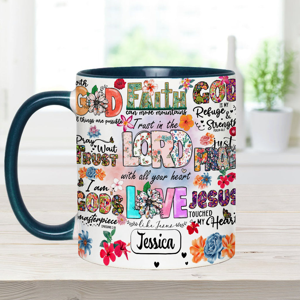 Priez, attendez, ayez confiance - Mug chrétien personnalisé