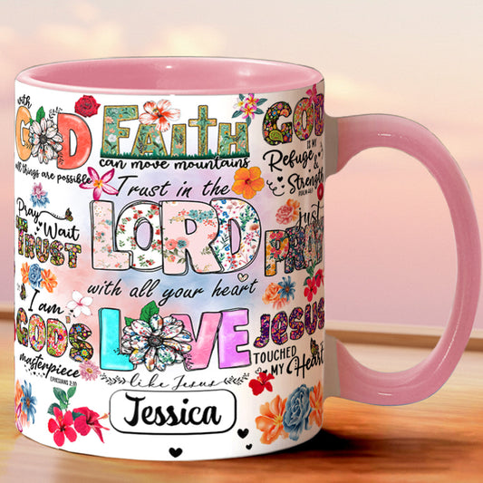 Priez, attendez, ayez confiance - Mug chrétien personnalisé