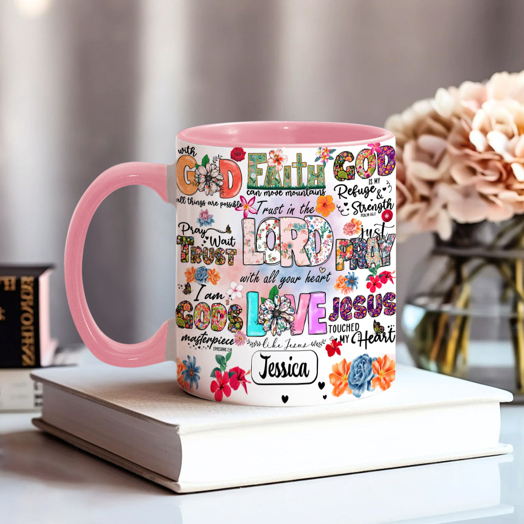 Priez, attendez, ayez confiance - Mug chrétien personnalisé