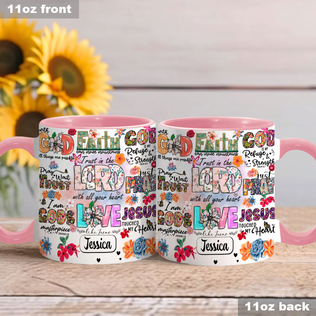 Priez, attendez, ayez confiance - Mug chrétien personnalisé