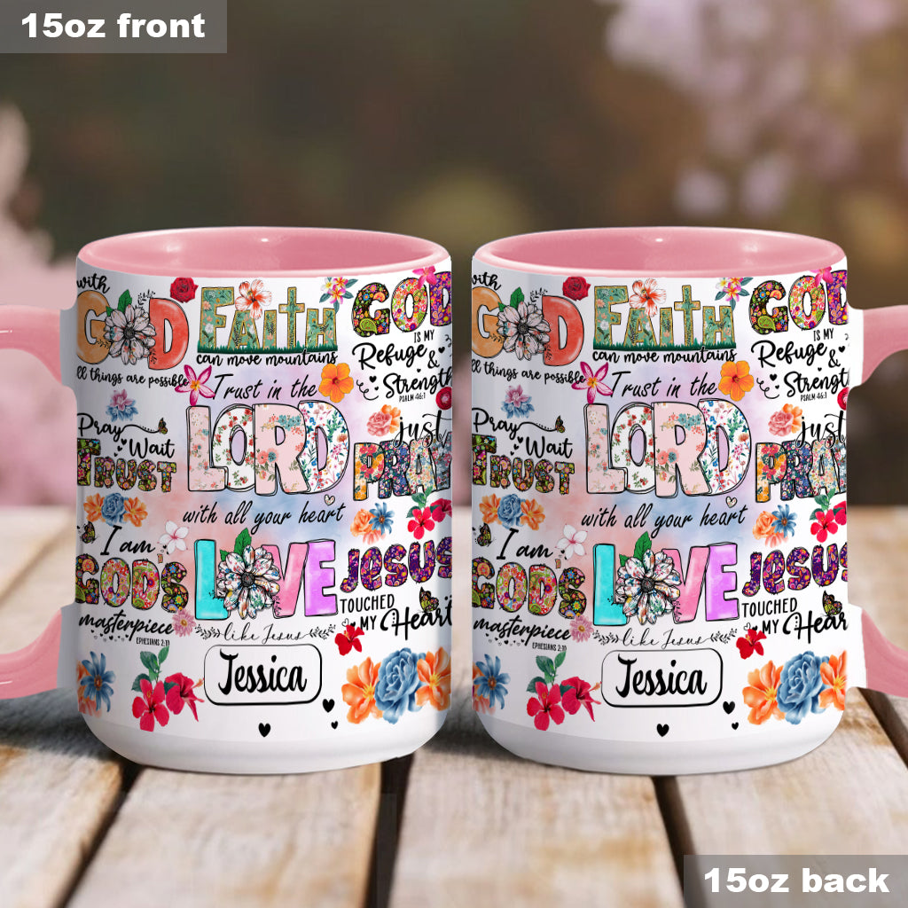 Priez, attendez, ayez confiance - Mug chrétien personnalisé