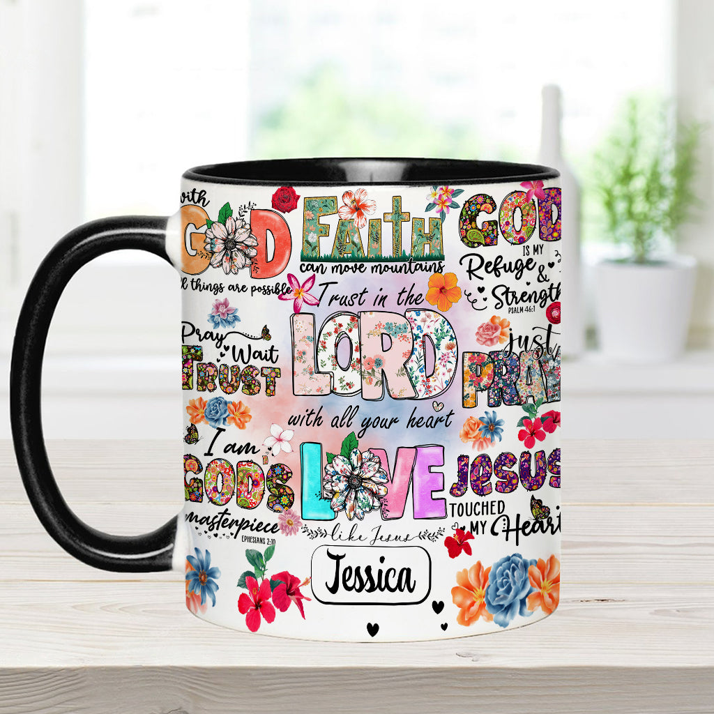 Priez, attendez, ayez confiance - Mug chrétien personnalisé