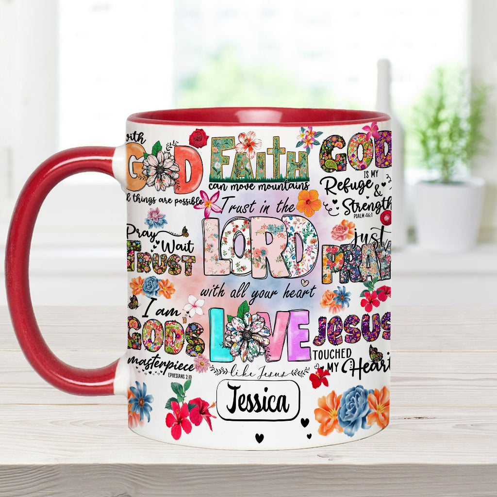 Priez, attendez, ayez confiance - Mug chrétien personnalisé