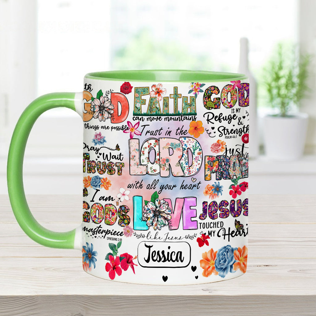 Priez, attendez, ayez confiance - Mug chrétien personnalisé