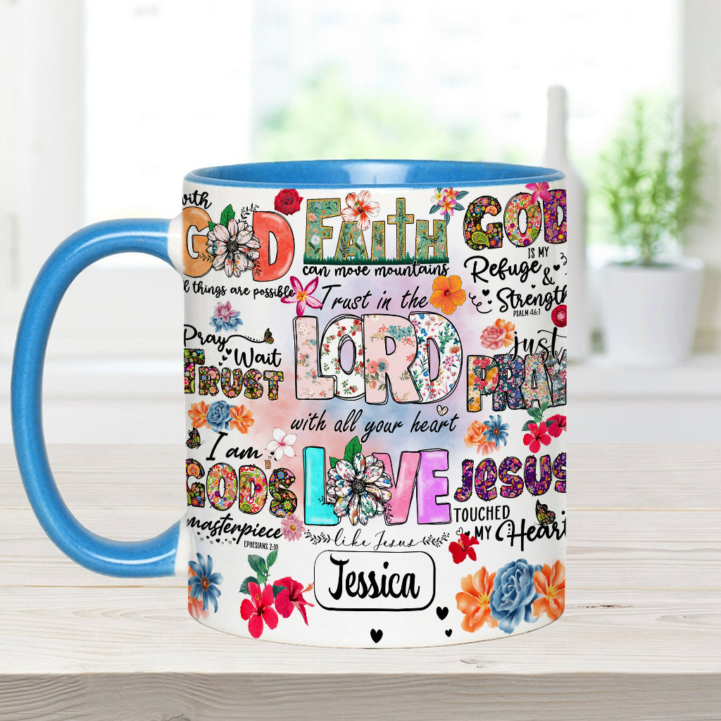 Priez, attendez, ayez confiance - Mug chrétien personnalisé